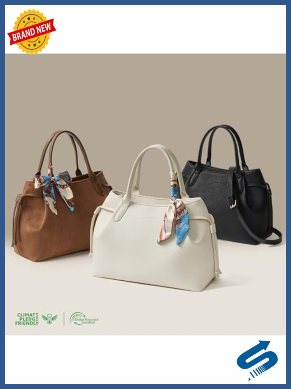 Vegan Leather Satchel Bag with Removable Strap - Picture 6 of 6